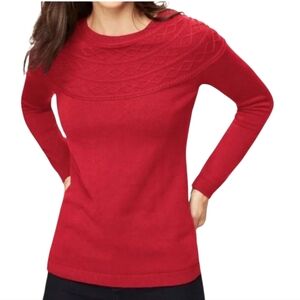 Talbots Diamond Cable Knit Holiday Sweater in Red Size Small